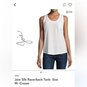 Joie White Silk Racerback Tank Top